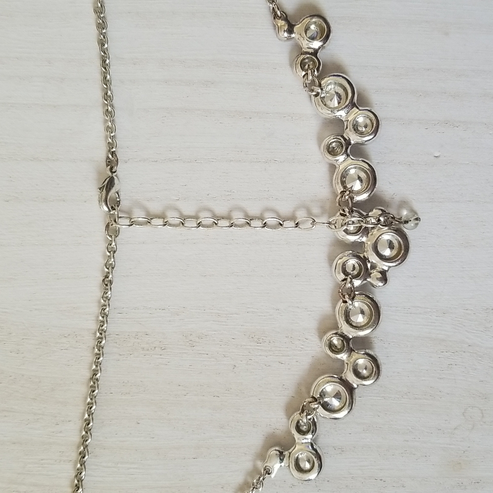 Blue and Silver Rose Cut Rhinestone Necklace - Picture 7 of 7